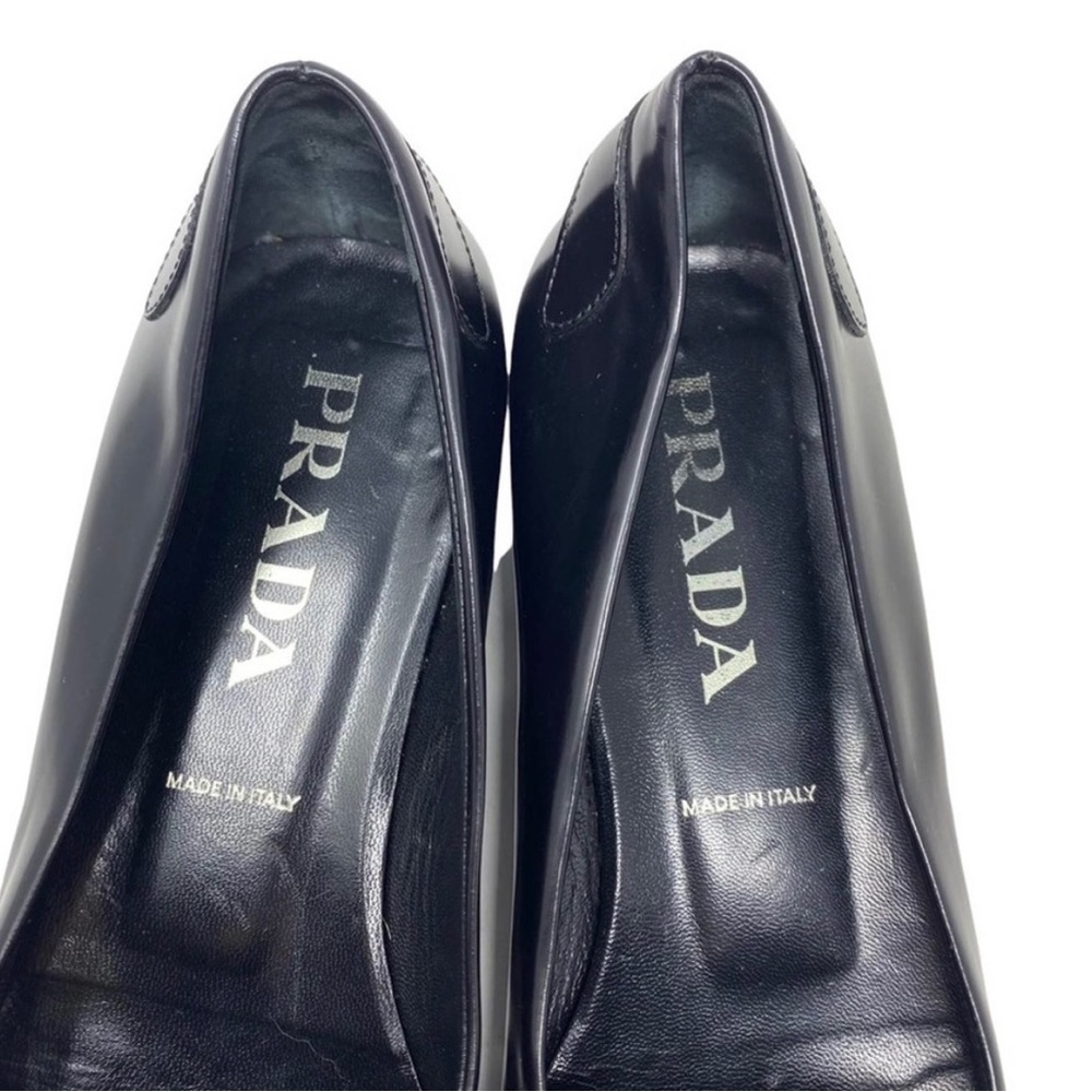 Prada Black Patent Leather Square Toe Loafer Flats with Buckle - Picture 8 of 11
